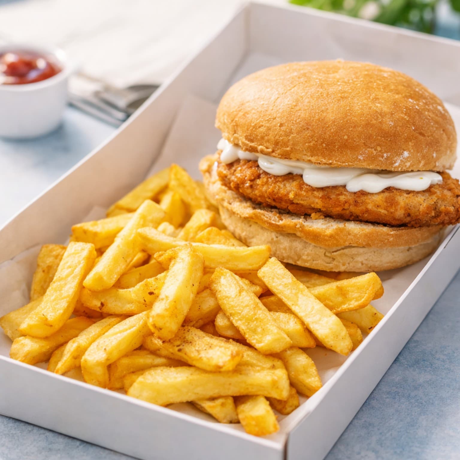 Chicken burger and chips from Stonehouse’s