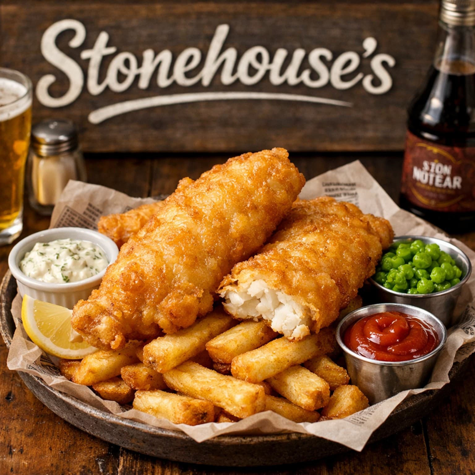 Stonehouse’s fish and chips with sides